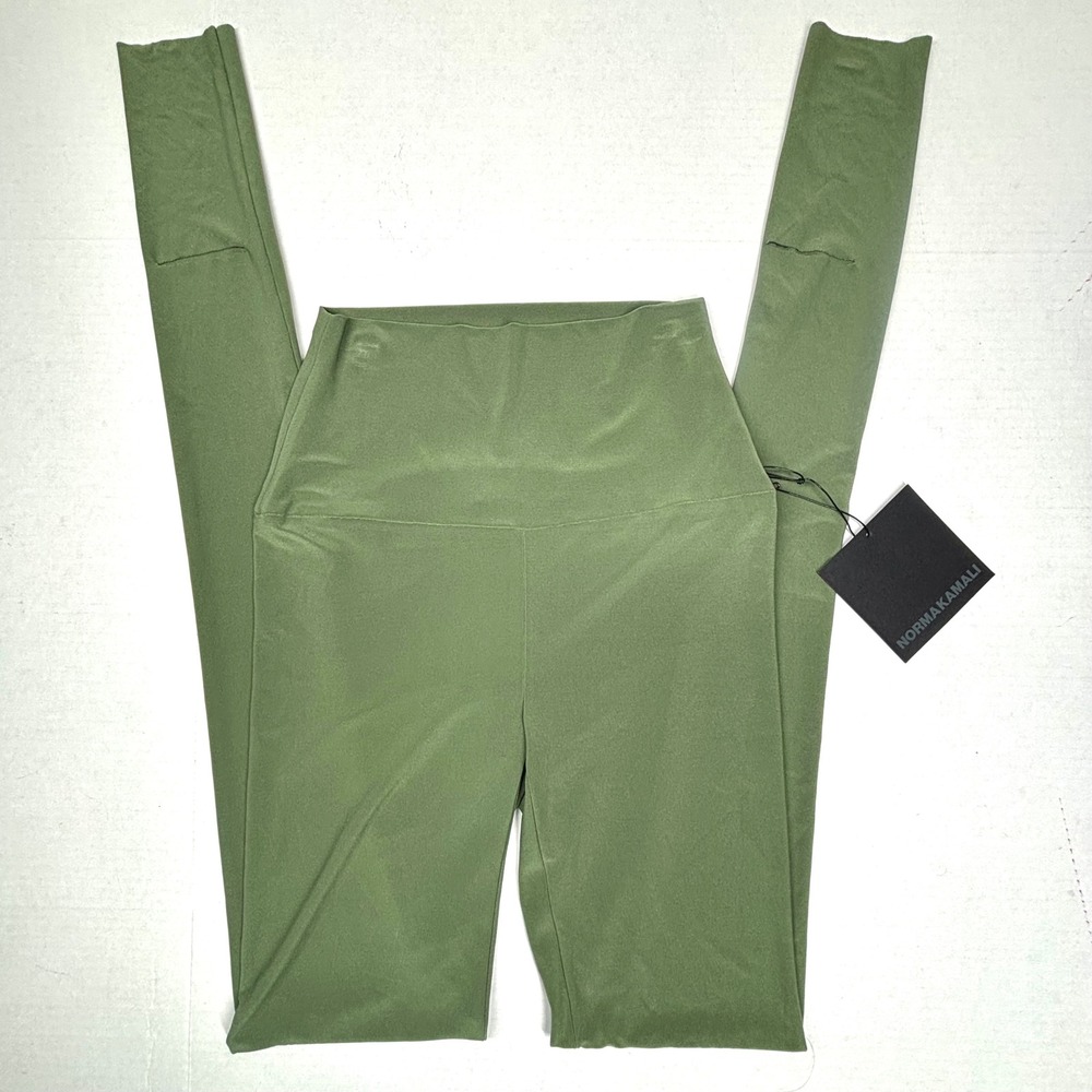 Norma Kamali Footie Leggings Celadon Green High Rise XS 29 Stretch NWT
